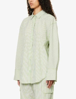 Stine Goya Mia Striped Organic-cotton Shirt -Ted Baker Store R04183751 GREENSTRIPES ALT02