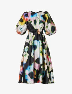 Stine Goya Elizabeth Floral-print Regular-fit Recycled Polyester-blend Midi Dress