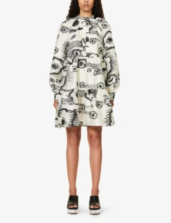 Stine Goya Jasmine Abstract-print Recycled Polyester-blend Midi Dress -Ted Baker Store R04183758 MOVINGFLOWERS ALT03