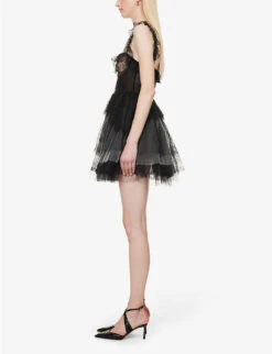 Philosophy Di Lorenzo Serafini Lace-embellished Semi-sheer Woven Mini Dress -Ted Baker Store R04183936 FANTASYPRINTBLACK ALT02