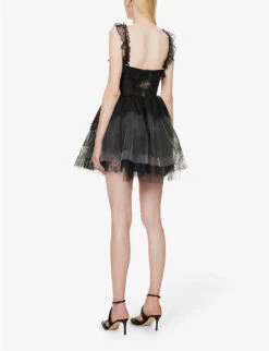 Philosophy Di Lorenzo Serafini Lace-embellished Semi-sheer Woven Mini Dress -Ted Baker Store R04183936 FANTASYPRINTBLACK ALT03