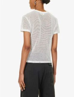 Acne Studios Etza Semi-sheer Cotton Knitted T-shirt -Ted Baker Store R04184388 WHITE ALT03