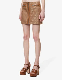 Versace Monogram Slim-fit Woven Mini Skirt -Ted Baker Store R04185112 BROWNBEIGE ALT02
