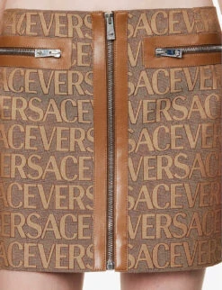 Versace Monogram Slim-fit Woven Mini Skirt -Ted Baker Store R04185112 BROWNBEIGE ALT04