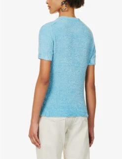 Acne Studios Katarina Ribbed-trim Knitted Top -Ted Baker Store R04185135 TEALBLUE ALT03