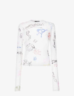 Acne Studios Emmbar Scribbles Graphic-print Mesh Top