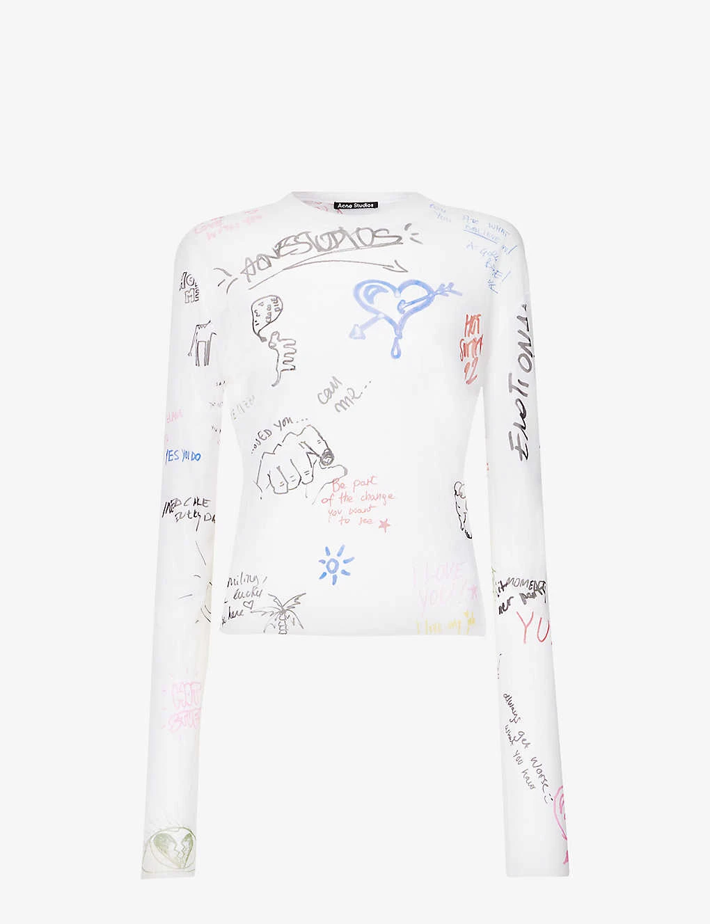 Acne Studios Emmbar Scribbles Graphic-print Mesh Top 3 Acne Studios Emmbar Scribbles Graphic-print Mesh Top
