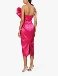 Vivi Asymmetric-neck Satin Midi Dress -Ted Baker Store R04185300 PINK ALT03
