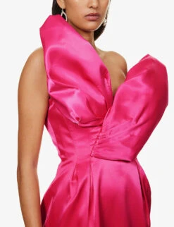 Vivi Asymmetric-neck Satin Midi Dress -Ted Baker Store R04185300 PINK ALT05