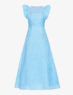 Sophy Frilled-sleeved Woven Midi Dress