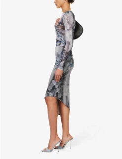 Vero Graphic-print Stretch-woven Midi Skirt -Ted Baker Store R04185509 NEWSPAPERTROMPE ALT01
