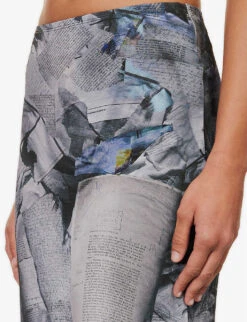 Vero Graphic-print Stretch-woven Midi Skirt -Ted Baker Store R04185509 NEWSPAPERTROMPE ALT04
