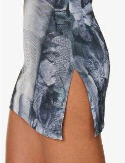 Anya Graphic-print Stretch-recycled Polyester Mini Dress 11 Anya Graphic-print Stretch-recycled Polyester Mini Dress -Ted Baker Store R04185510 NEWSPAPERTROMPE ALT04