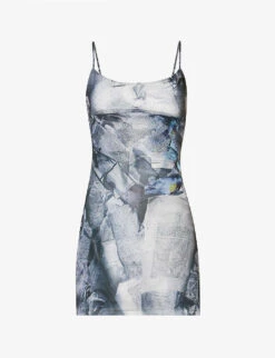 Anya Graphic-print Stretch-recycled Polyester Mini Dress