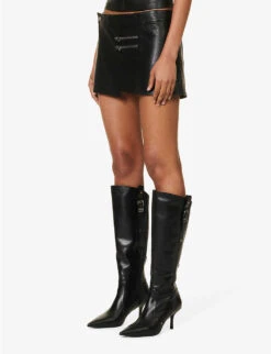 Hunter Zip-detail Low-waist Vegan-leather Mini Skirt -Ted Baker Store R04185513 BLACK ALT02