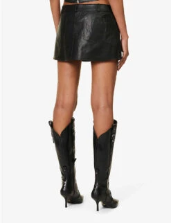 Hunter Zip-detail Low-waist Vegan-leather Mini Skirt -Ted Baker Store R04185513 BLACK ALT03
