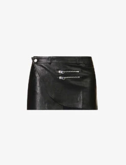 Hunter Zip-detail Low-waist Vegan-leather Mini Skirt