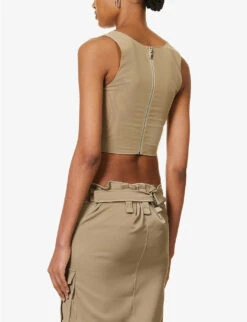 Campbell Textured Stretch-woven Top -Ted Baker Store R04185516 SILVERSAGE ALT03