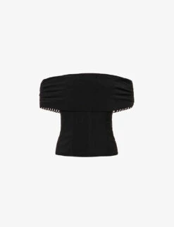 Magda Slim-fit Corseted Stretch-woven Top