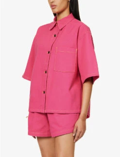 It's Now Cool The Box Dropped-shoulders Denim Shirt -Ted Baker Store R04185544 ROZE ALT02