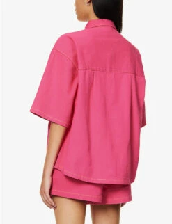 It's Now Cool The Box Dropped-shoulders Denim Shirt -Ted Baker Store R04185544 ROZE ALT03