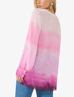 V-neck Gradient-pattern Woven Shirt -Ted Baker Store R04185912 PINK ALT02