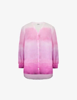 V-neck Gradient-pattern Woven Shirt