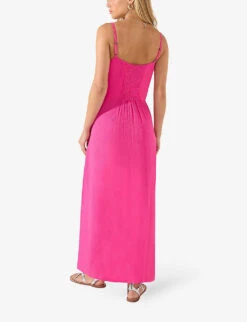Button-embellished Crinkle-texture Woven Maxi Dress -Ted Baker Store R04185932 PINK ALT02