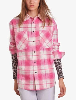 THE KOOPLES Check-print Patch-pocket Cotton Shirt -Ted Baker Store R04186167 PINKWHITE ALT02