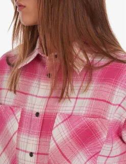 THE KOOPLES Check-print Patch-pocket Cotton Shirt -Ted Baker Store R04186167 PINKWHITE ALT04