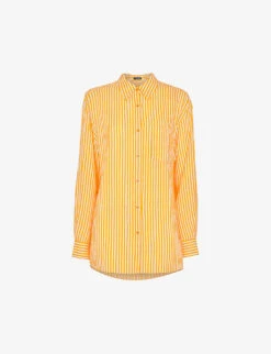 Whistles Sunshine Stripe Linen And Cotton-blend Shirt