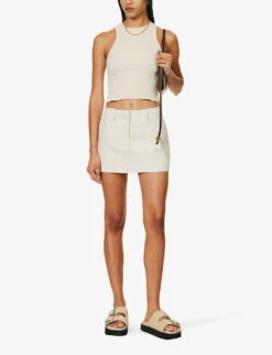 Isle Mid-rise Woven Mini Skirt -Ted Baker Store R04186455 OATMELANGE ALT01