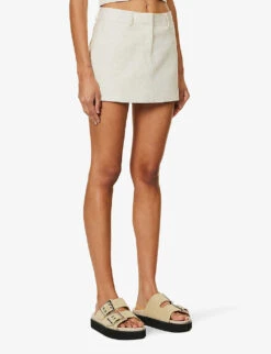 Isle Mid-rise Woven Mini Skirt -Ted Baker Store R04186455 OATMELANGE ALT02
