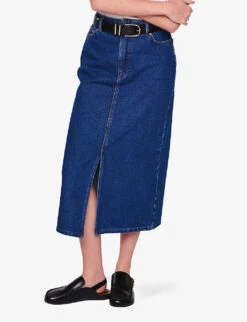 Greta High-rise Organic-cotton Midi Skirt -Ted Baker Store R04186784 MIDWASH ALT02