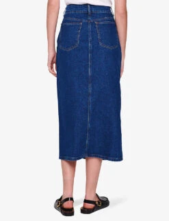 Greta High-rise Organic-cotton Midi Skirt -Ted Baker Store R04186784 MIDWASH ALT03
