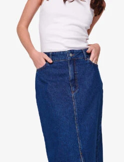 Greta High-rise Organic-cotton Midi Skirt -Ted Baker Store R04186784 MIDWASH ALT04