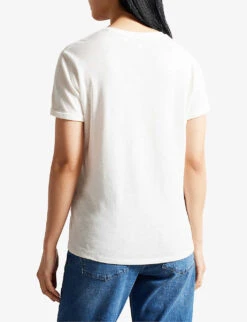 Ted Baker Laliita V-neck Short-sleeve Cotton-linen T-shirt 9 Ted Baker Laliita V-neck Short-sleeve Cotton-linen T-shirt -Ted Baker Store R04186859 WHITE ALT03
