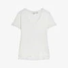 Ted Baker Laliita V-neck Short-sleeve Cotton-linen T-shirt -Ted Baker Store R04186859 WHITE M