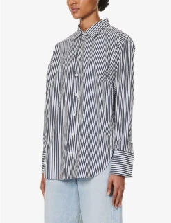 FRAME Striped Oversized Organic Cotton-poplin Shirt -Ted Baker Store R04187465 BLANCMULTI ALT02