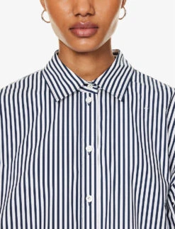 FRAME Striped Oversized Organic Cotton-poplin Shirt -Ted Baker Store R04187465 BLANCMULTI ALT04