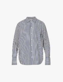 FRAME Striped Oversized Organic Cotton-poplin Shirt