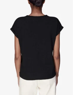 Whistles Willa V-neck Organic-cotton T-shirt -Ted Baker Store R04187560 BLACK ALT03