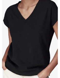 Whistles Willa V-neck Organic-cotton T-shirt -Ted Baker Store R04187560 BLACK ALT04