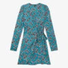 THE KOOPLES Floral-print Wrap Woven Mini Dress -Ted Baker Store R04187740 PINKBLUE M