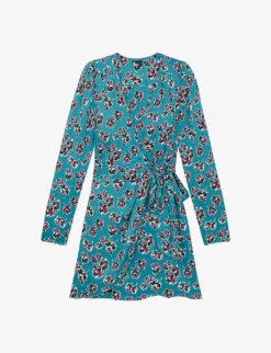 THE KOOPLES Floral-print Wrap Woven Mini Dress