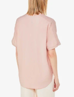 Whistles Maisie Shirred-sleeve LENZING™ Viscose-blend Blouse -Ted Baker Store R04188054 PINK ALT03