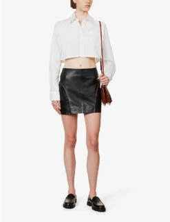 Panelled Contrast-trim Leather Mini Skirt -Ted Baker Store R04188200 BLACK ALT01
