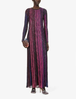 Missoni Striped Sequin-embellished Knitted Maxi Dress -Ted Baker Store R04188309 BLACKVIOLETFUCHSIA ALT01