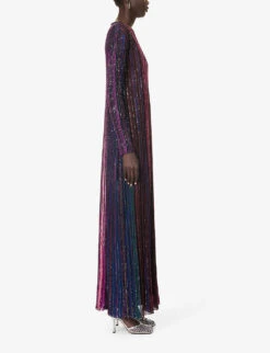 Missoni Striped Sequin-embellished Knitted Maxi Dress -Ted Baker Store R04188309 BLACKVIOLETFUCHSIA ALT02