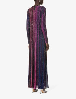 Missoni Striped Sequin-embellished Knitted Maxi Dress -Ted Baker Store R04188309 BLACKVIOLETFUCHSIA ALT03